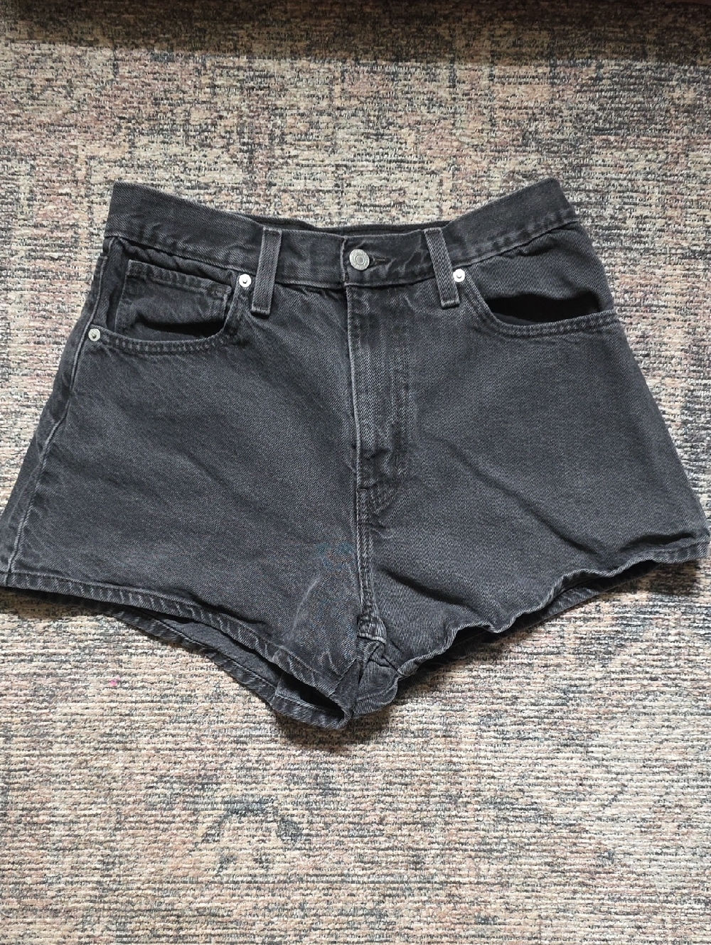 Levi's Black Washed Denim Women's Shorts - High Waisted Mom Shorts Size 30